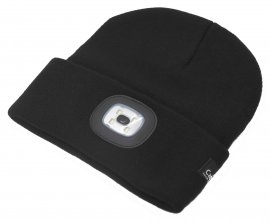 Czapka BLACK z latarką LED USB 2