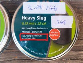 Recenzje: H&N Heavy Slug 6.32mm/.249 2.98g/46gr - 1