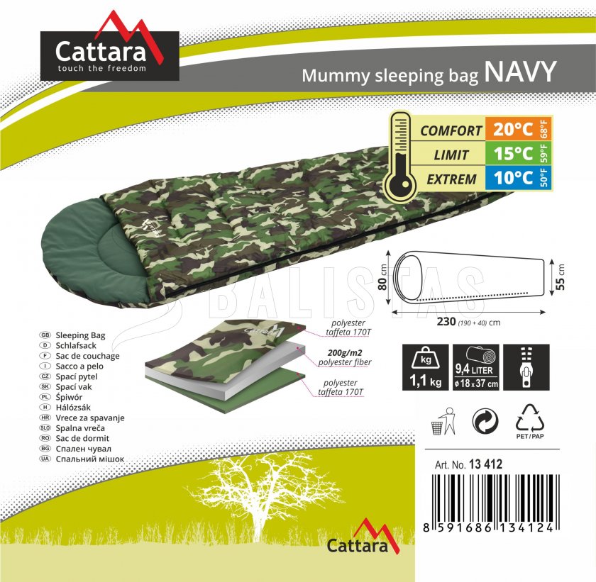 Śpiwór mumia Navy 200cm