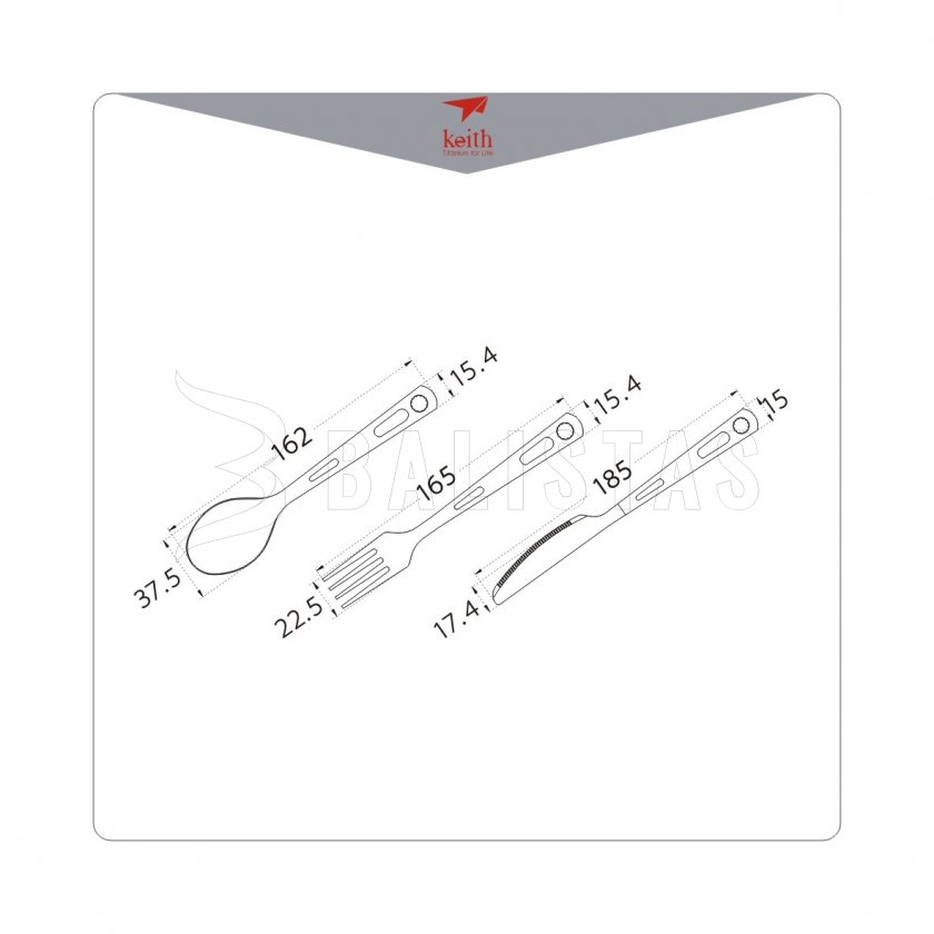 Tytanowy zestaw sztućców Keith Cutlery Set 7