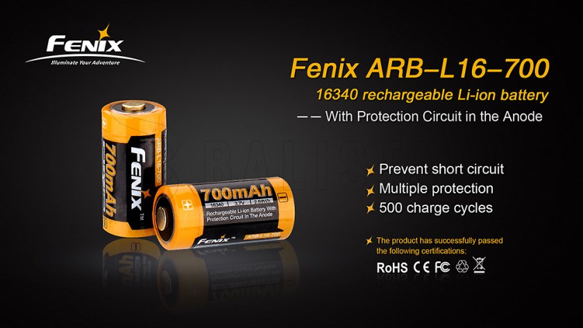 Akumulator Fenix RCR123A/16340 (Li-Ion)