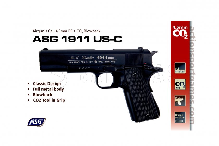 Wiatrówka pistolet ASG 1911 US-C blowback 4,5mm 10