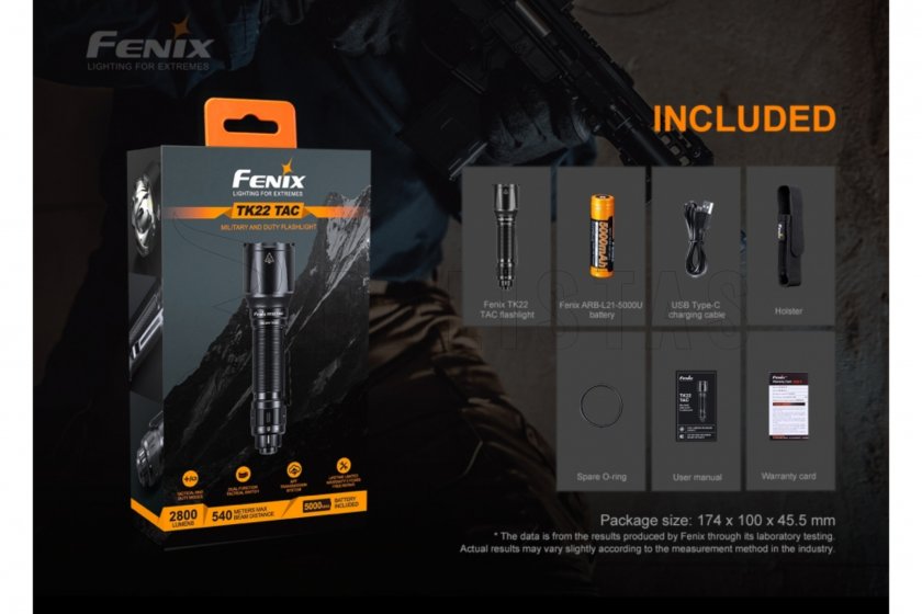Taktyczna latarka Fenix TK22 TAC 10