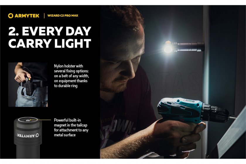 Latarka czołowa Armytek Wizard C2 Pro MAX ciepłe światło 15