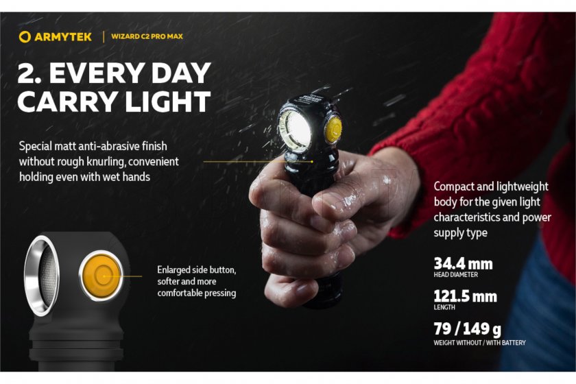 Latarka czołowa Armytek Wizard C2 Pro MAX ciepłe światło 17