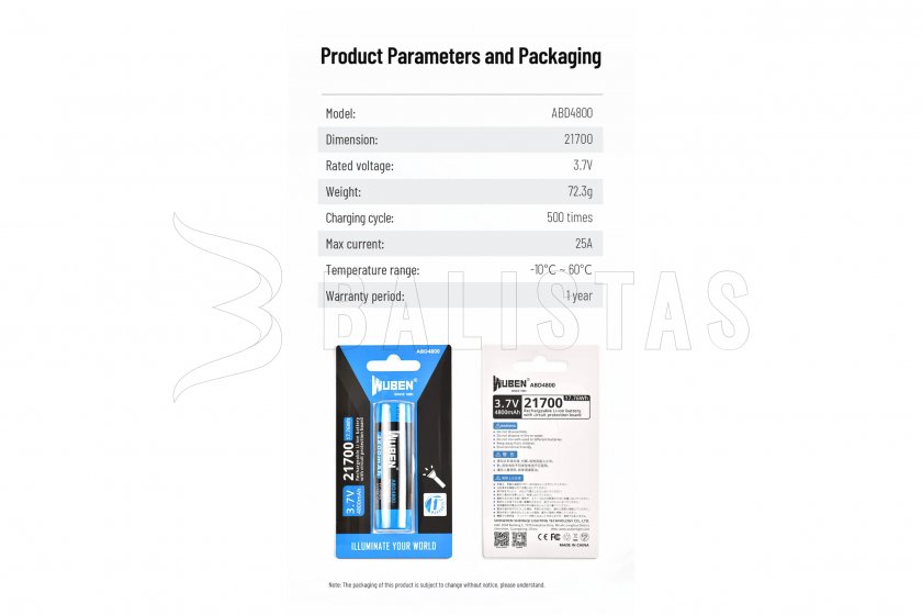 Bateria Wuben 21700 B Li-Ion 4800mAh 8