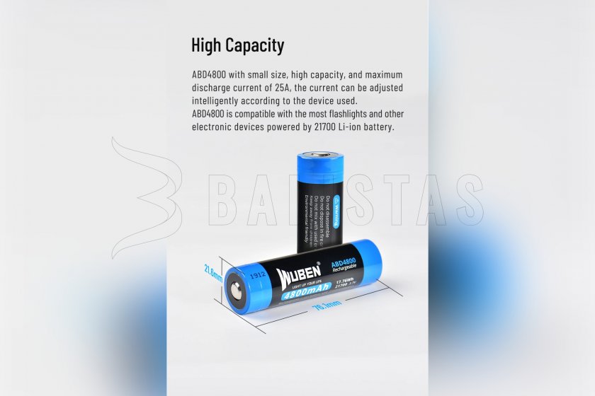 Bateria Wuben 21700 B Li-Ion 4800mAh 6
