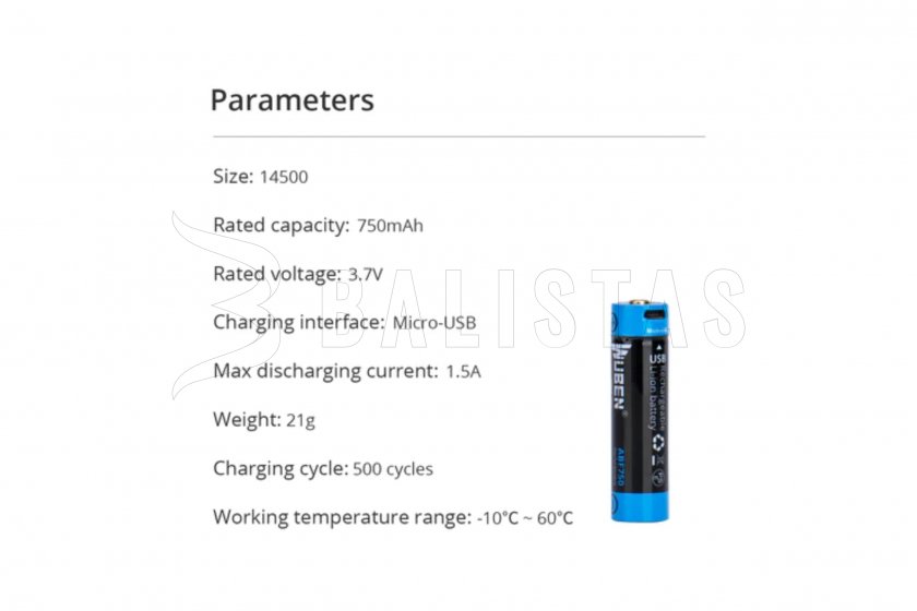 Bateria Wuben 14500B Li-Ion 750mAh 6
