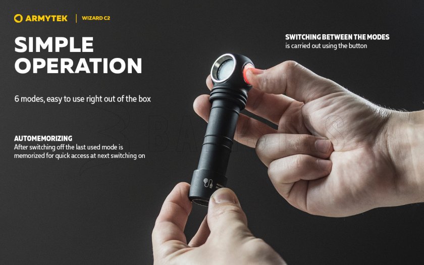 Latarka czołowa Armytek Wizard C2 Ciepłe światło 10
