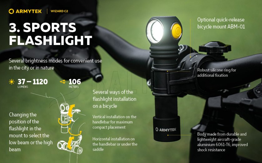 Latarka czołowa Armytek Wizard C2 Ciepłe światło 7