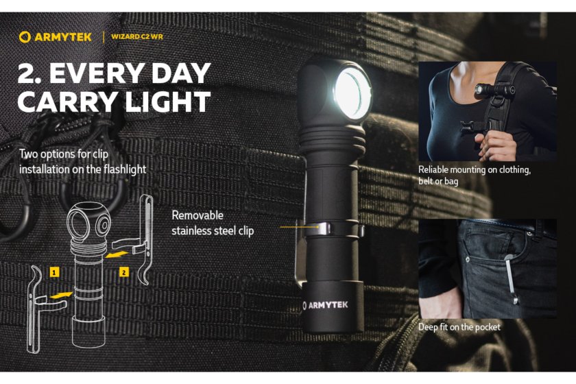 Multifunkcyjna latarka Armytek Wizard C2 WR USB białe/czerwone światło 8