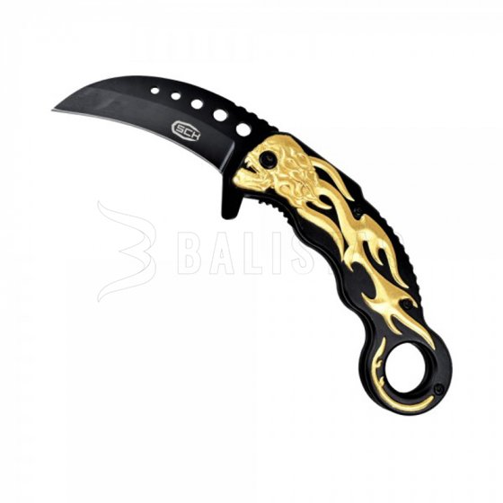 Nóż SCK Karambit Bonehead gold